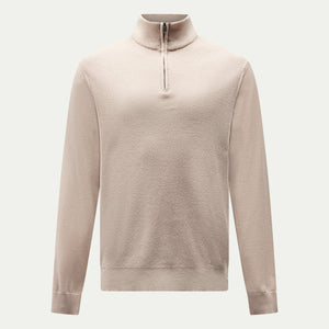 Peckham Rye Cotton Blend Rib Knit Simply Taupe 1/4 Zip