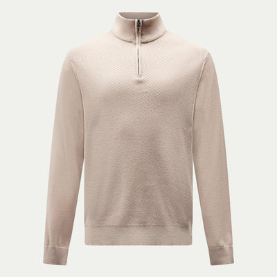 Peckham Rye Cotton Blend Rib Knit Simply Taupe 1/4 Zip