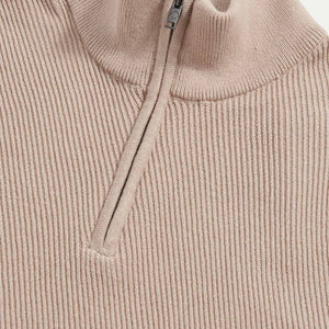 Peckham Rye Cotton Blend Rib Knit Simply Taupe 1/4 Zip