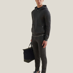 Peckham Rye Milano Knit Charcoal Grey Zip-Up Hoodie