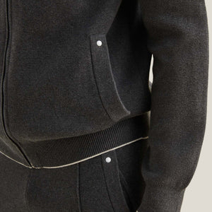 Peckham Rye Milano Knit Charcoal Grey Zip-Up Hoodie