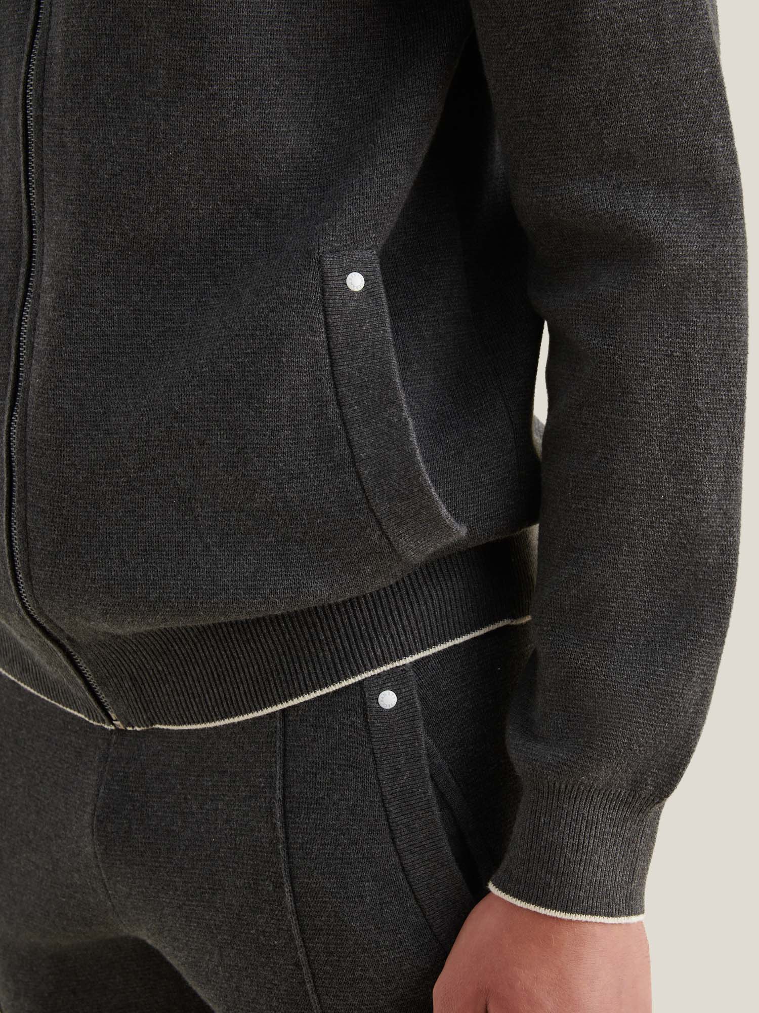 Peckham Rye Milano Knit Charcoal Grey Zip-Up Hoodie