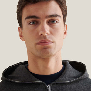 Peckham Rye Milano Knit Charcoal Grey Zip-Up Hoodie