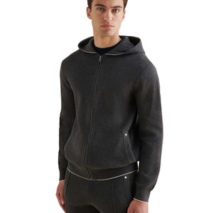 Peckham Rye Milano Knit Charcoal Grey Zip-Up Hoodie