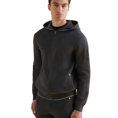 Peckham Rye Milano Knit Charcoal Grey Zip-Up Hoodie