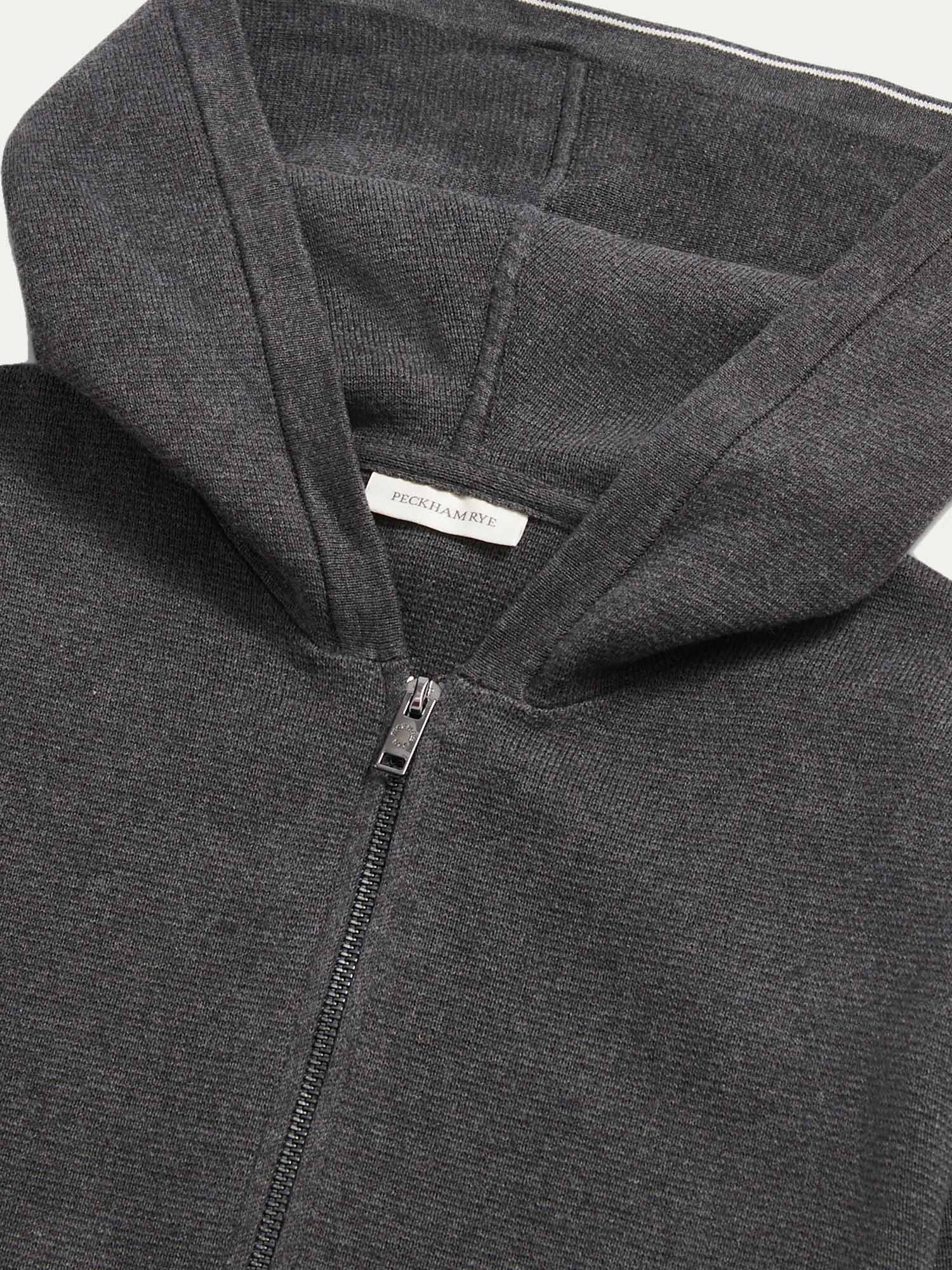 Peckham Rye Milano Knit Charcoal Grey Zip-Up Hoodie