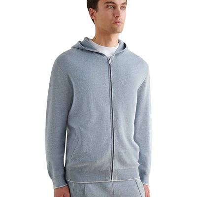 Peckham Rye Milano Knit Blue Blizzard Zip-Up Hoodie