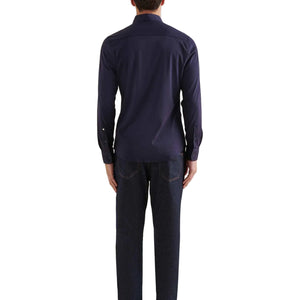 Peckham Rye Jersey Hidden-Button Dark Sapphire Navy Shirt
