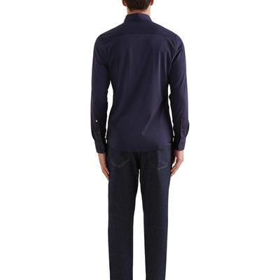 Peckham Rye Jersey Hidden-Button Dark Sapphire Navy Shirt