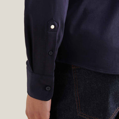 Peckham Rye Jersey Hidden-Button Dark Sapphire Navy Shirt