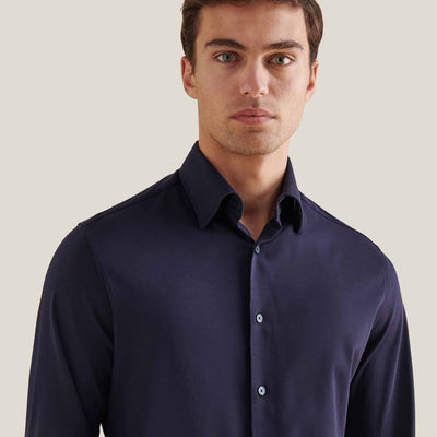 Peckham Rye Jersey Hidden-Button Dark Sapphire Navy Shirt