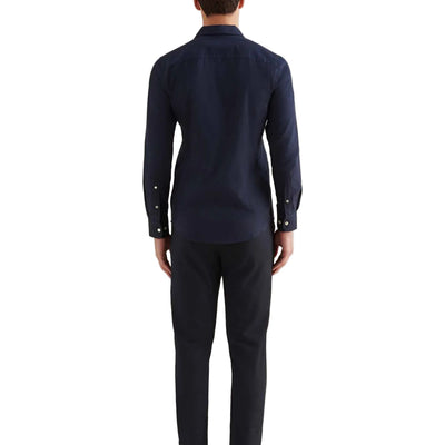 Peckham Rye Herringbone Spread Dark Sapphire Navy Flannel Shirt