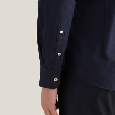 Peckham Rye Herringbone Spread Dark Sapphire Navy Flannel Shirt