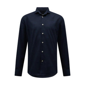 Peckham Rye Herringbone Spread Dark Sapphire Navy Flannel Shirt