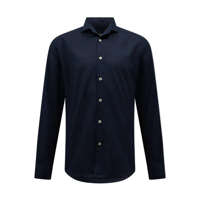 Peckham Rye Herringbone Spread Dark Sapphire Navy Flannel Shirt
