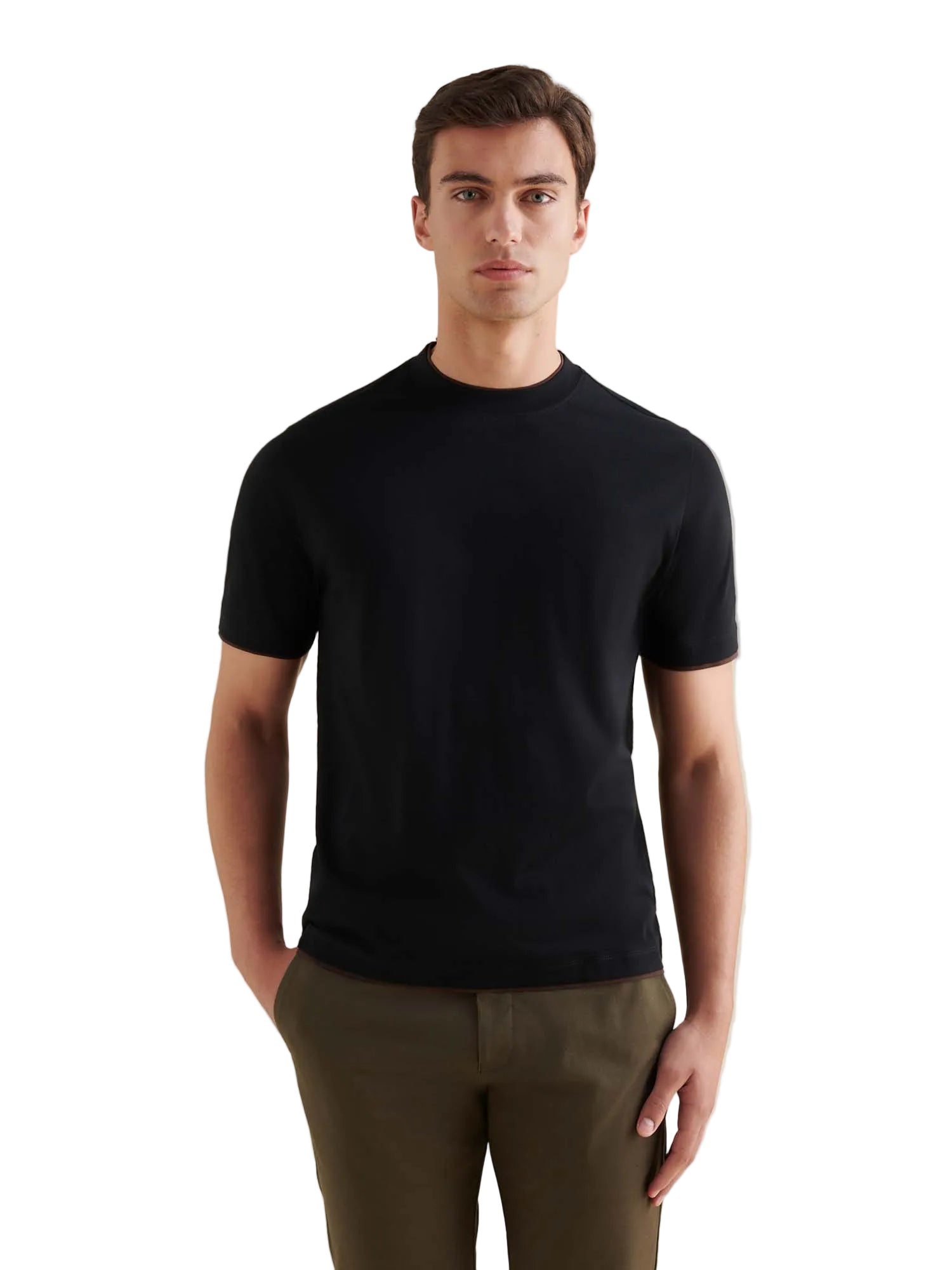 Peckham Rye Double Layer Mercerised Cotton Black T-Shirt