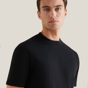 Peckham Rye Double Layer Mercerised Cotton Black T-Shirt