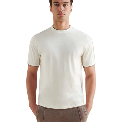 Peckham Rye Double Layer Mercerised Cotton Egret T-Shirt