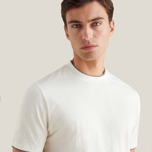 Peckham Rye Double Layer Mercerised Cotton Egret T-Shirt