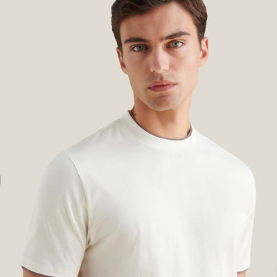 Peckham Rye Double Layer Mercerised Cotton Egret T-Shirt