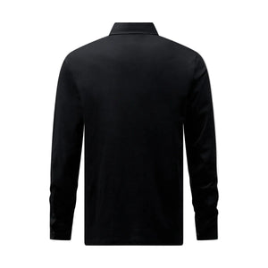 Peckham Rye Mercerised Cotton L/S Black Polo Shirt