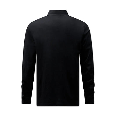 Peckham Rye Mercerised Cotton L/S Black Polo Shirt