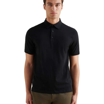 Peckham Rye Mercerised Cotton Black Polo Shirt
