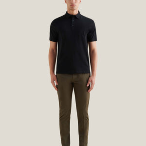Peckham Rye Mercerised Cotton Black Polo Shirt