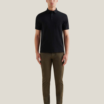 Peckham Rye Mercerised Cotton Black Polo Shirt