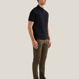 Peckham Rye Mercerised Cotton Black Polo Shirt
