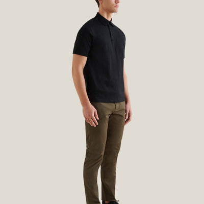 Peckham Rye Mercerised Cotton Black Polo Shirt