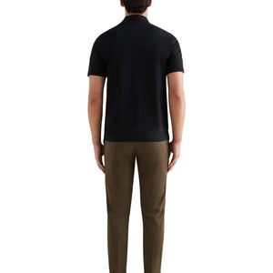 Peckham Rye Mercerised Cotton Black Polo Shirt