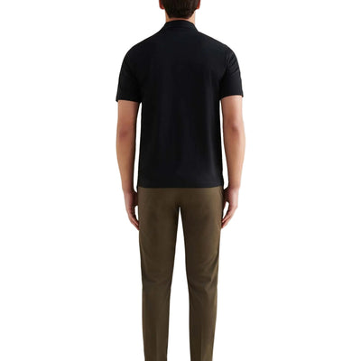Peckham Rye Mercerised Cotton Black Polo Shirt