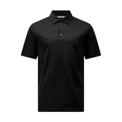 Peckham Rye Mercerised Cotton Black Polo Shirt