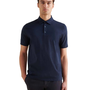 Peckham Rye Mercerised Cotton Dark Sapphire Navy Polo Shirt