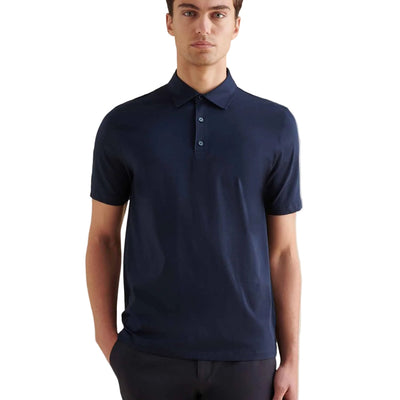Peckham Rye Mercerised Cotton Dark Sapphire Navy Polo Shirt