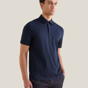Peckham Rye Mercerised Cotton Dark Sapphire Navy Polo Shirt