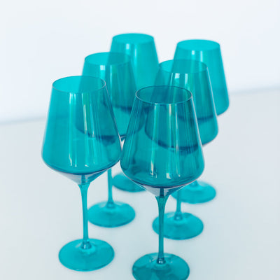 Estelle Colored Wine Stemware - Set of 6 {Teal}