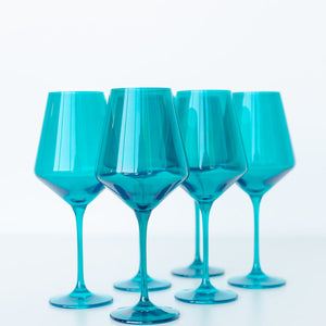 Estelle Colored Wine Stemware - Set of 6 {Teal}