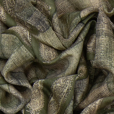 Sage Green Handwoven Printed Tussar Silk Saree-Sage Green