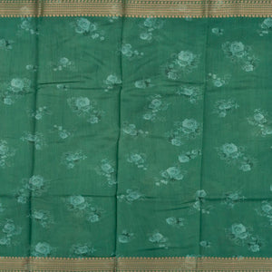 Aquamarine  Woven Chiniya Silk Saree With Floral Prints & Traditional Motifs in Border-Aquamarine