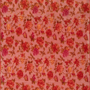 Pink Chiffon Printed Silk Saree With Floral Motifs-Pink