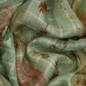 Light Blue Woven Organza Printed Saree With Floral motifs-Light Blue