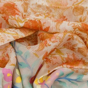 White Handloom Banarasi Jamdhani Printed Organza Saree-White