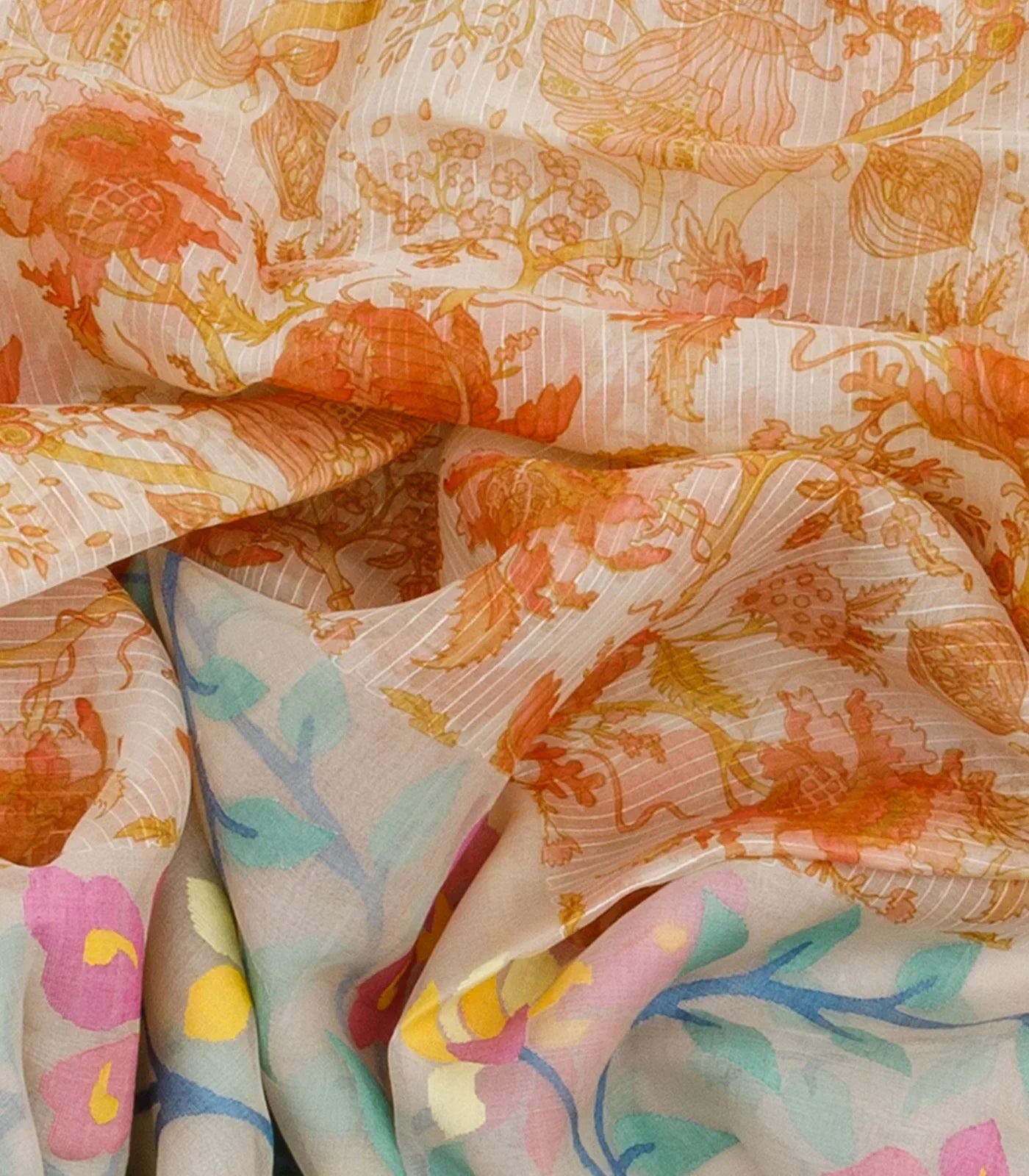 White Handloom Banarasi Jamdhani Printed Organza Saree-White