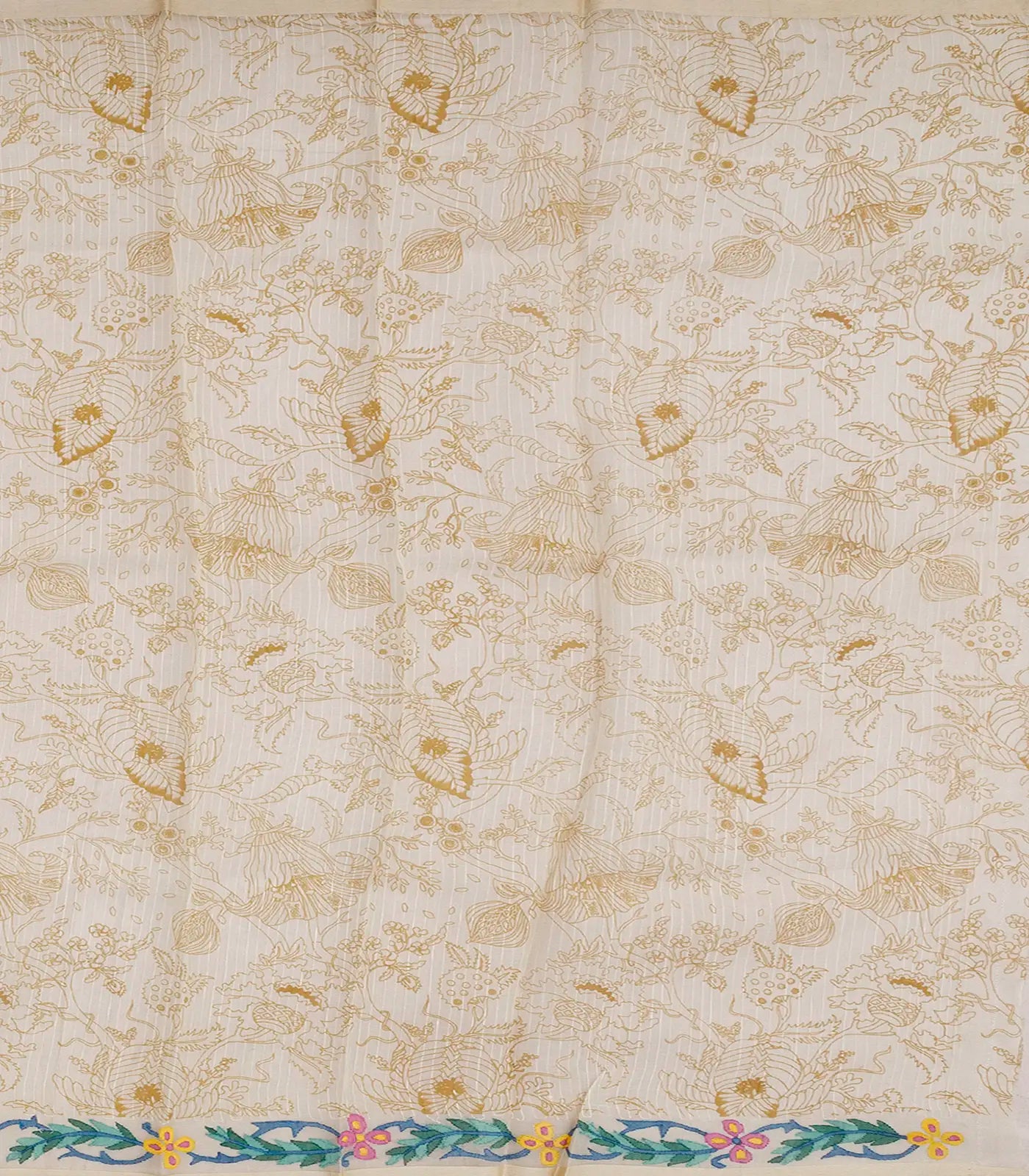 White Handloom Banarasi Jamdhani Printed Organza Saree-White