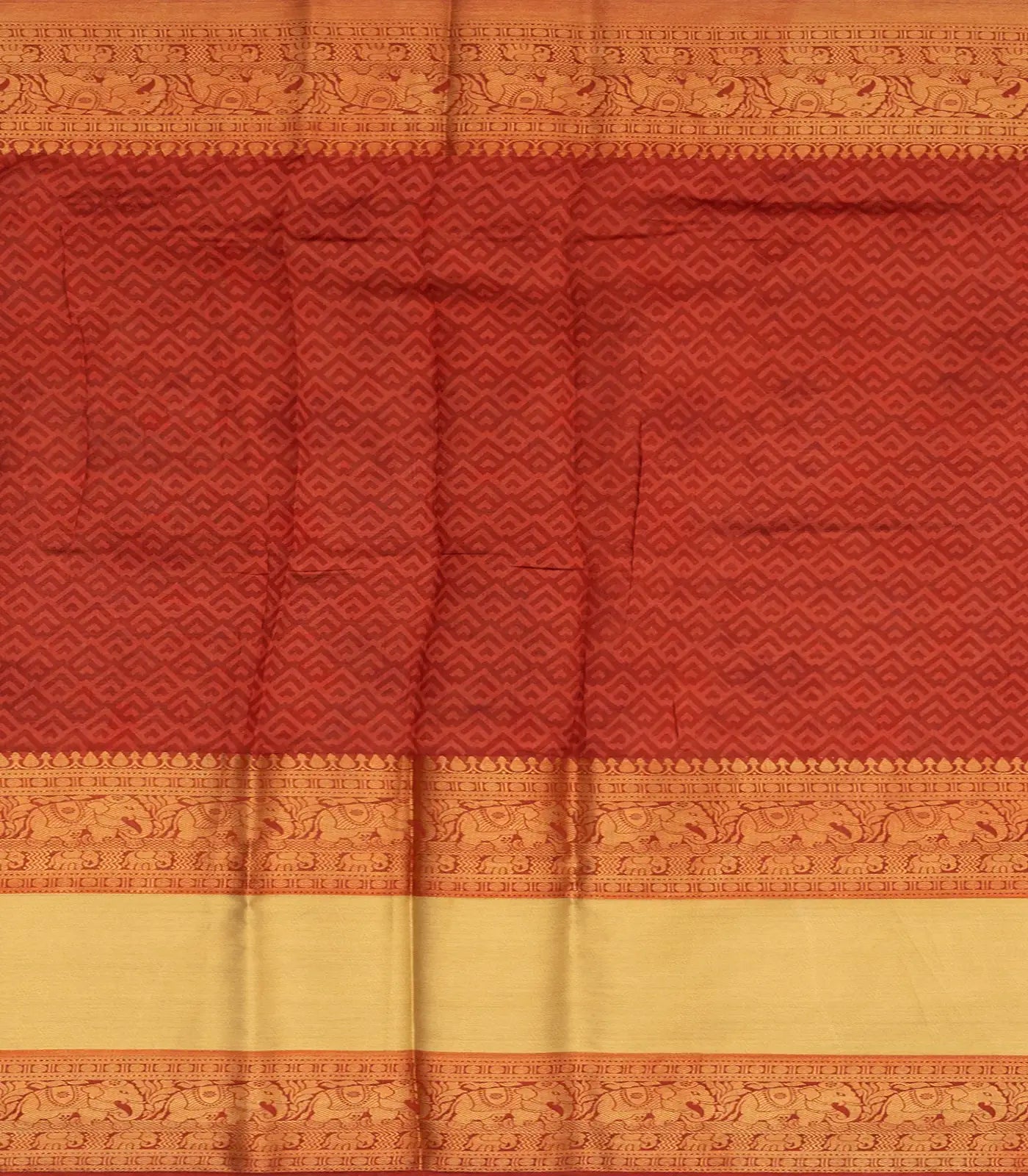 Grey Printed Chiniya Silk Saree With Zari Border-Grey