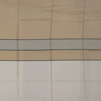 Grey Printed Half & Half Silk Saree With Floral Motifs-Grey