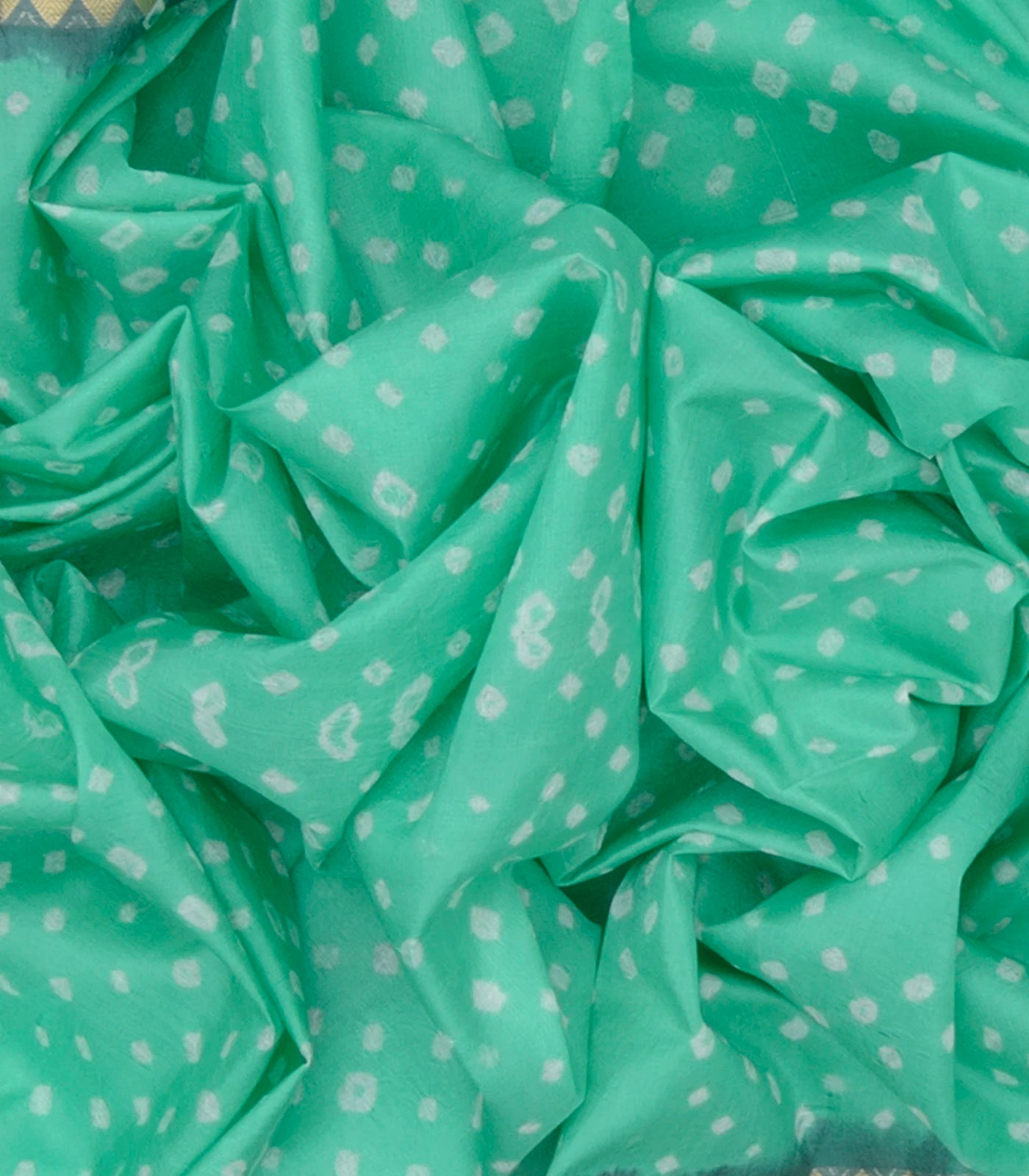 Turquoise Printed Chiniya Silk Saree With Floral Motifs in Border-Turquoise