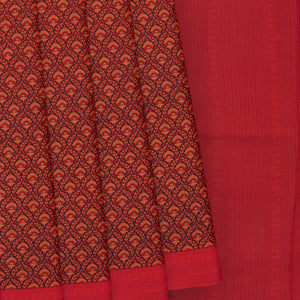 Black Printed Silk Saree With Floral Motifs -Black